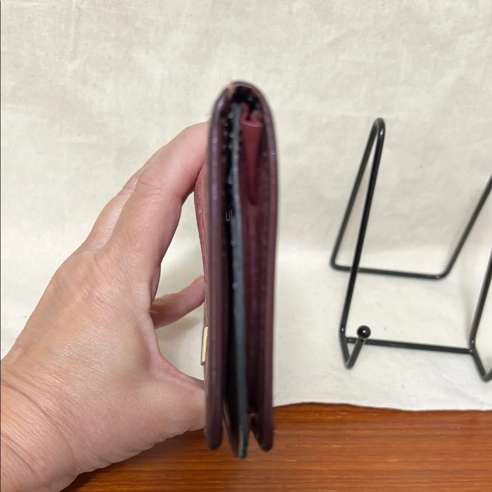 Dior Burgundy and Beige Logo Jacquard Wallet
